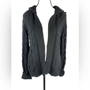 White + Warren Women’s Dark Gray Cotton/Acrylic Blend Cardigan W/ Hoodie Size: S